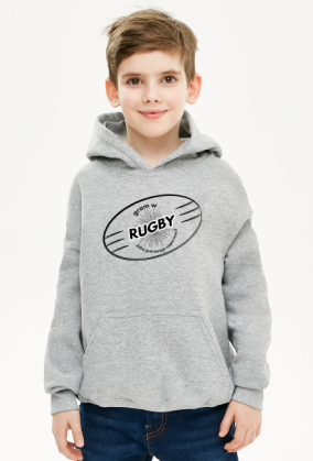 Bluza z kapturem Gram w rugby v2 szara/czerwona/niebieska chłopiec
