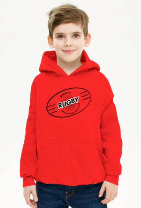 Bluza z kapturem Gram w rugby v2 szara/czerwona/niebieska chłopiec