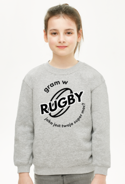Bluza Gram w rugby v1 szara/czerwona/niebieska dziewczynka
