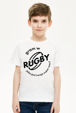 Koszulka Gram w rugby v1 biała/zielona/czerwona chłopiec