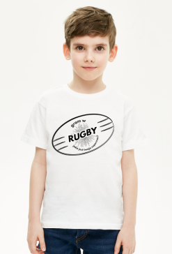 Koszulka Gram w rugby v2 biała/zielona/czerwona chłopiec