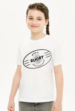 Koszulka Rugby v2 biała/zielona/czerwona dziewczynka
