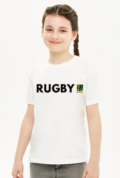 Koszulka Rugby v1 biała/zielona dziewczynka