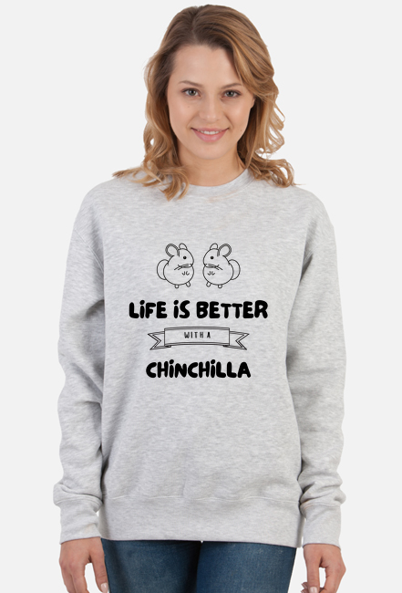 Bluza damska z szynszylami klasyczna szara