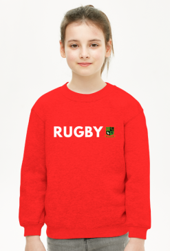 Bluza Rugby v1 czerwona/niebieska dziewczynka