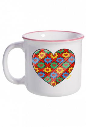 Garnuszek ceramiczny - Serce z puzzli
