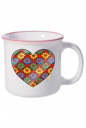 Garnuszek ceramiczny - Serce z puzzli