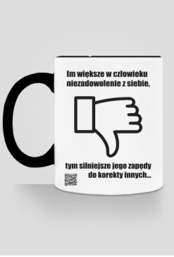 Niezadowolenie kubek biały lewy z kolorowym uchem