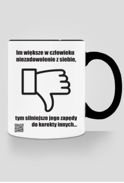 Niezadowolenie kubek biały prawy z kolorowym uchem