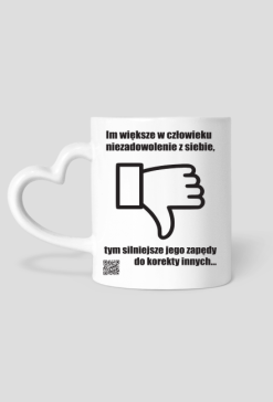 Niezadowolenie kubek serduszko biały lewy