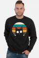 bluza z nadrukiem czarny kot retro
