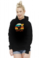 damska bluza z kapturem z nadrukiem retro t-rex