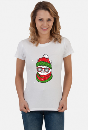 Koszulka damska- Świąteczny kot
