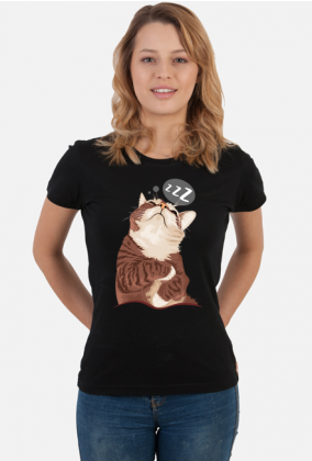 Koszulka damska- Śpiący kotek