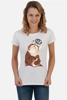 Koszulka damska- Śpiący kotek