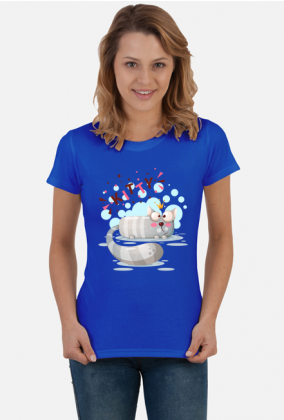 Koszulka damska- Bąbelkowy kot