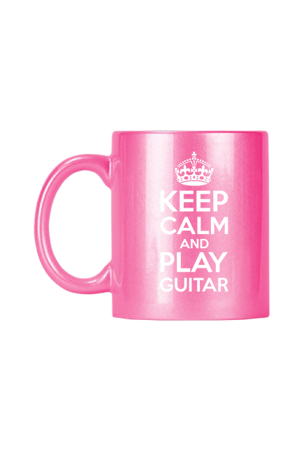 Keep calm and play guitar - różowy kubek dla gitarzysty
