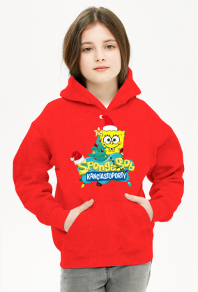 BLUZA Z KAPTUREM DLA DZIEWCZYNKI "" SPONGEBOB KANCIASTOPORTY - ŚWIĘTA "" HIT!