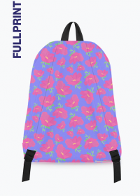 jasno niebieski plecak z nadrukiem w różowe kwiaty