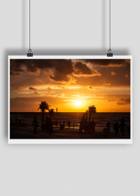 Zachód słońca, plaża, Łeba, A2 Plakat [blacograf]