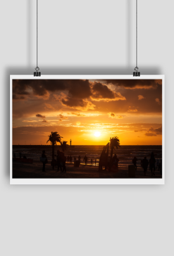 Zachód słońca, plaża, Łeba, A2 Plakat [blacograf]