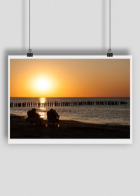 Zachód słońca, plaża, Mielno Unieście, A2 Plakat [blacograf]