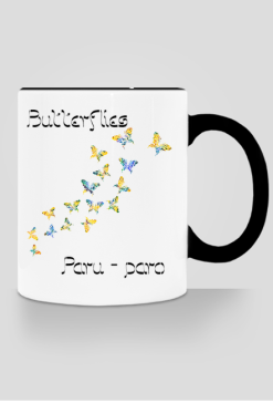 Kubek z motylami/ 3 języki