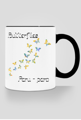 Kubek z motylami/ 3 języki