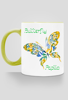 Kubek z motylami/ 3 języki