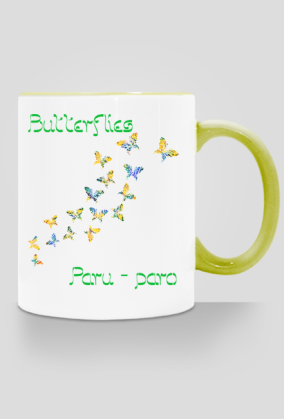 Kubek z motylami/ 3 języki