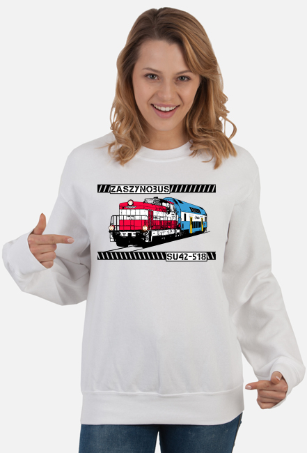 "Zaszynobus SU42" - bluza damska biała