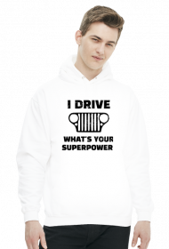 I Drive What's your Superpower? JEEP Wrangler CJ Grill, Bluza z kapturem męska