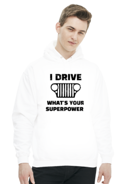 I Drive What's your Superpower? JEEP Wrangler CJ Grill, Bluza z kapturem męska
