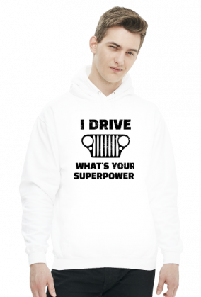 I Drive What's your Superpower? JEEP Wrangler CJ Grill, Bluza z kapturem męska