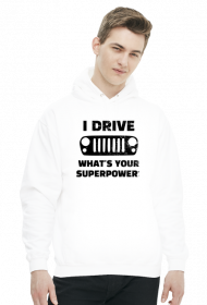 I Drive What's your Superpower? JEEP Wrangler JK Grill, Bluza z kapturem męska