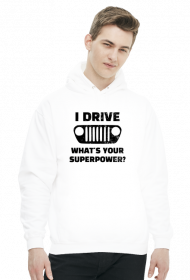 I Drive What's your Superpower? JEEP Wrangler TJ Grill, Bluza z kapturem męska