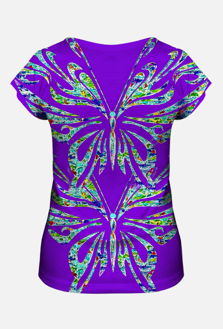 Koszulka damska "Malowane motyle z gitarą"