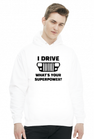 I Drive What's your Superpower? JEEP Wrangler YJ Grill, Bluza z kapturem męska