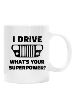 I Drive What's your Superpower? JEEP Wrangler YJ Grill, Kubek do kawy, herbaty
