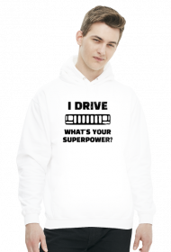 I Drive What's your Superpower? JEEP Grand Cherokee ZJ Grill, Bluza z kapturem męska