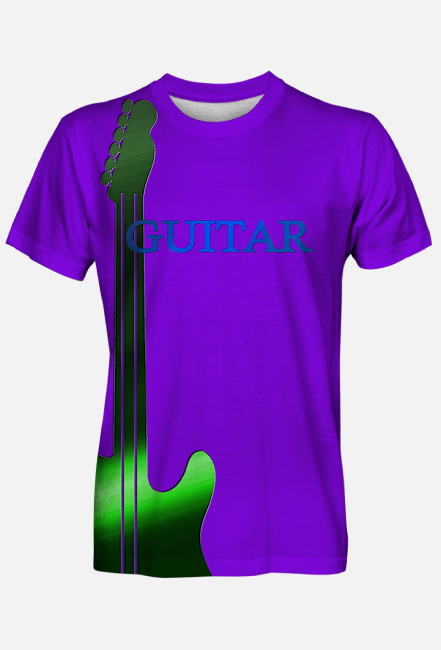 Koszulka unisex fioletowo - czarna z gitarą