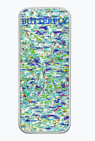 Piórnik z motylem w abstrakcji