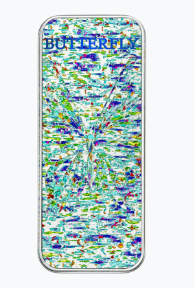 Piórnik z motylem w abstrakcji