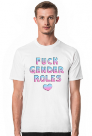 fuck gender roles shirt: row gradient: blue, and pink