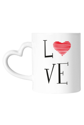 Kubek z uszkiem serduszkiem - Love (Prezent na Dzień Kobiet)