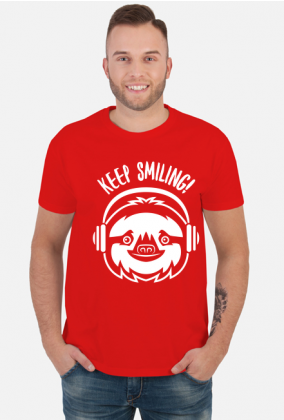 KEEP SMILING! Uśmiechnij się! T-shirt męski, koszulka, leniwiec