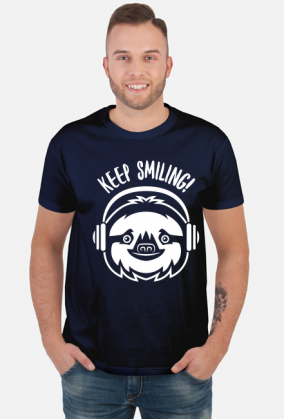 KEEP SMILING! Uśmiechnij się! T-shirt męski, koszulka, leniwiec