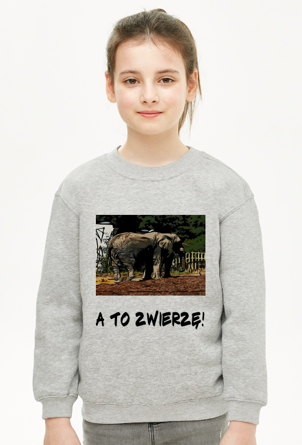 Bluza dziewczęca z nadrukiem słonia i napisem: "A to zwierzę!"