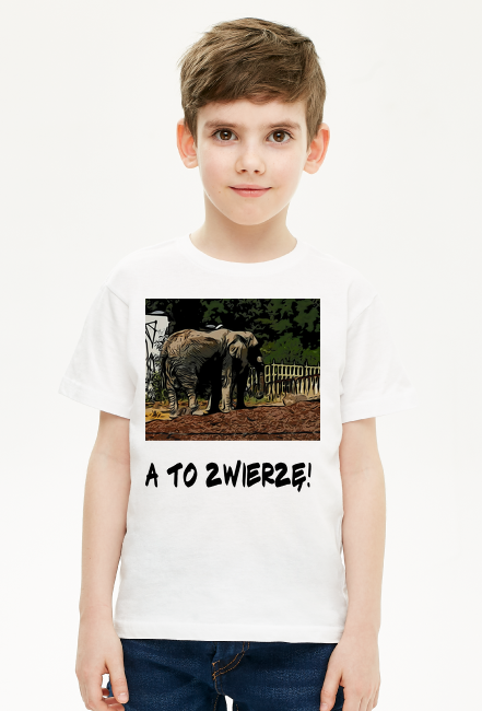 T-shirt chłopięcy z nadrukiem i napisem: "A to zwierzę!"