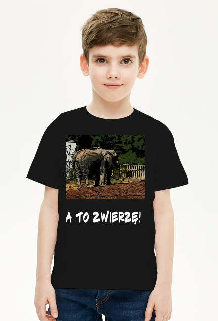 T-shirt chłopięcy z nadrukiem i napisem: "A to zwierzę!"